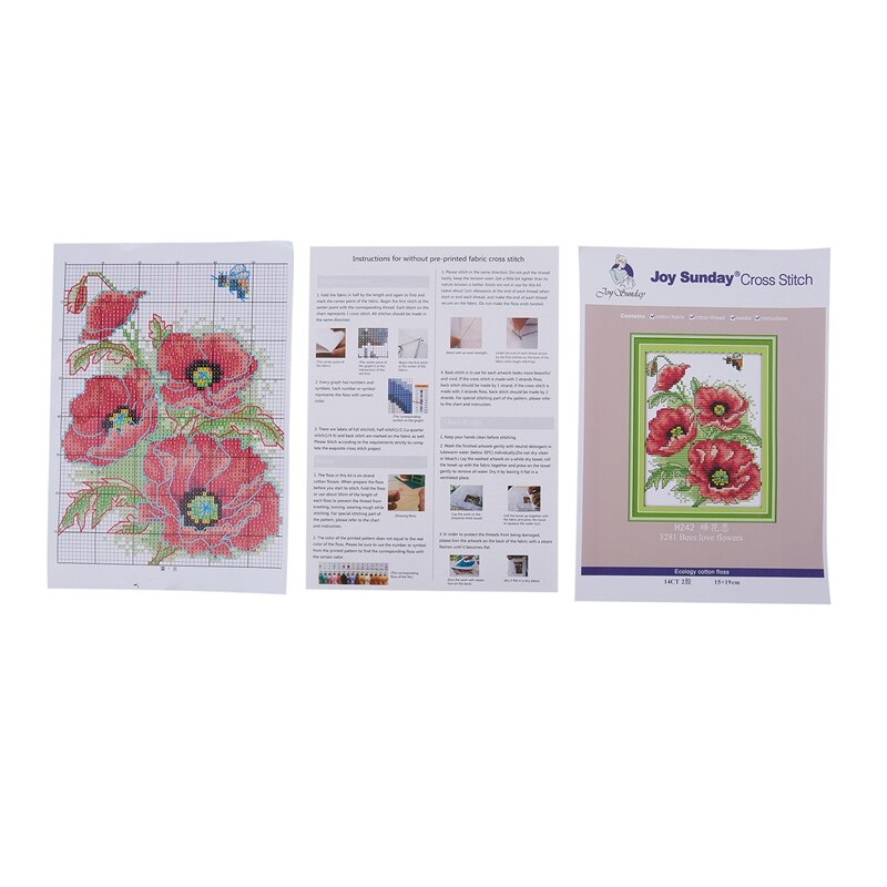 DIY hand-woven cross stitch set embroidery set 14CT flower bee pattern stitch 15 * 19cm home decoration