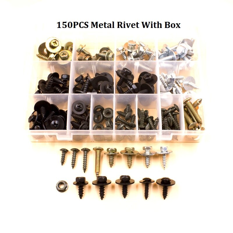 Mixed Car Self - tapping Screw Fast Wire Screw Metal Fastener Clip For All Auto Leaf Board Fender Bumper Rivets: K2-150Pcs