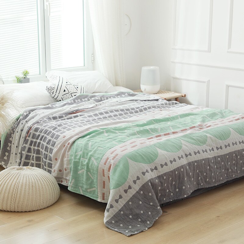 Baumwolle Musselin Decke Bett Abdeckung für Betten Sofa Bettdecke Sofa Abdeckung Reise Weiche Decke Hause Textil: Grün / 150x200cm