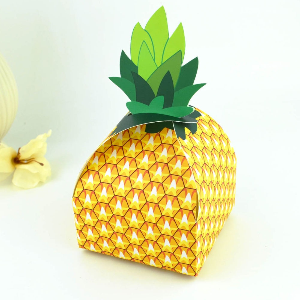 Caja de para manualidades, bolsa de dulces, piña de papel hawaiana, recuerdos de boda y cumpleaños, decoración de , 12 unids/paquete