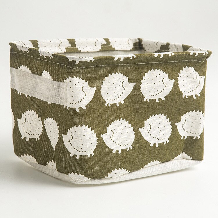 Linen Desktop Storage Basket Sundries Toy Storage Box Laundry Basket Underwear Cosmetic Organizer Office Stationery Organizer: Dark Khaki
