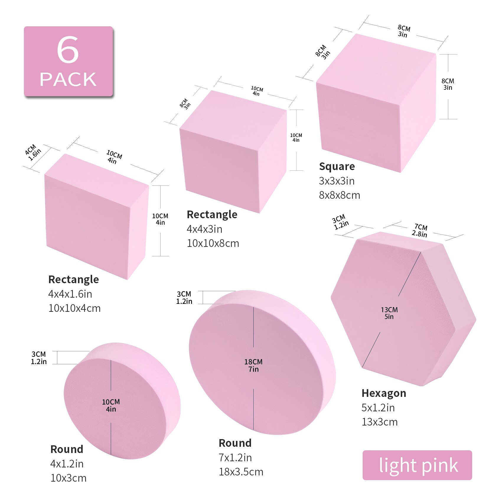 Selens-Accesorios de fotografía 6 en 1 INS, Burbuja de espuma geométrica, cubo, accesorios de fotografía, equipo de sesión de fotos de estudio: light pink
