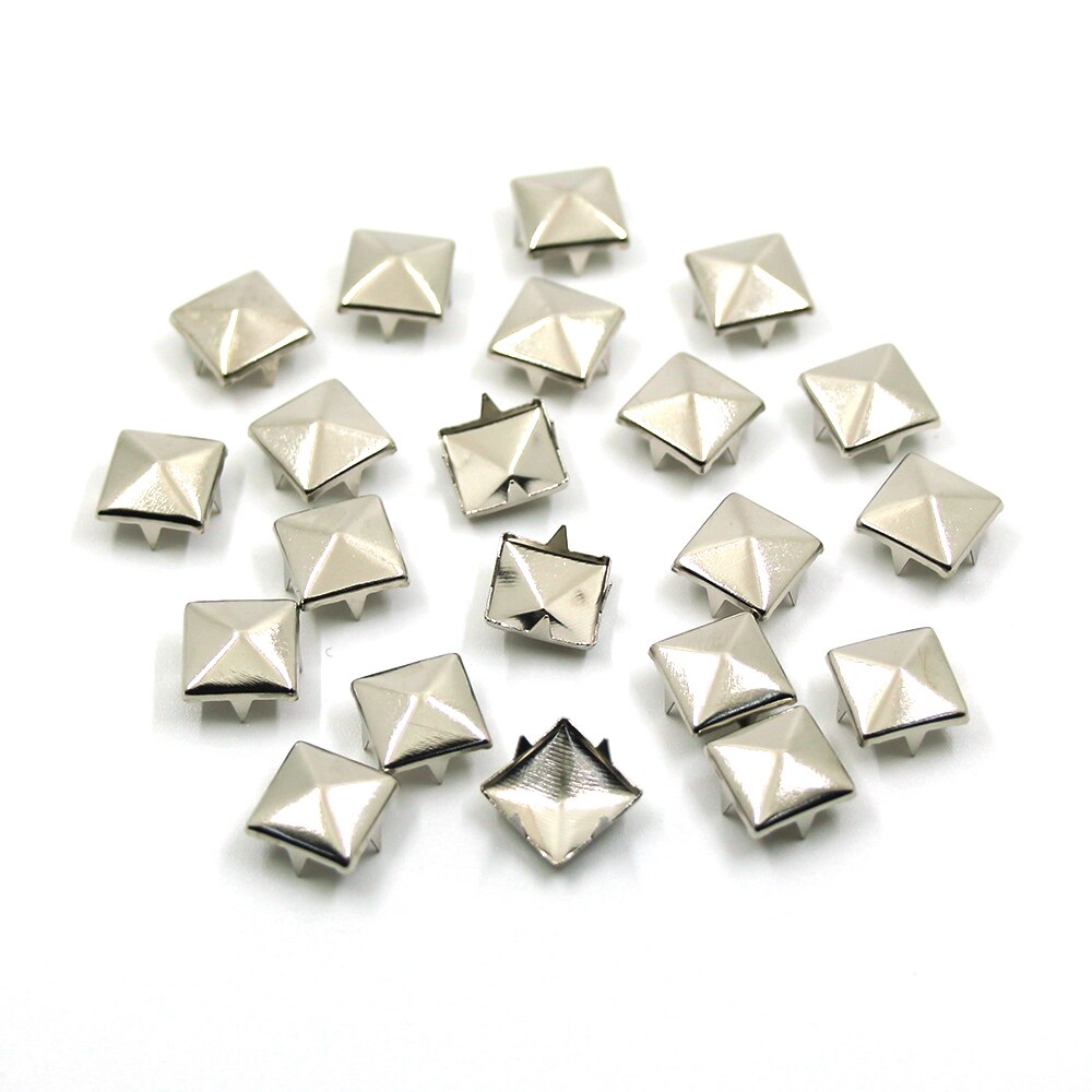 Tachuelas cuadradas de 100 piezas, remaches de Metal plateado, adornos de cuatro garras para ropa, accesorios de cuero para bolso DIY