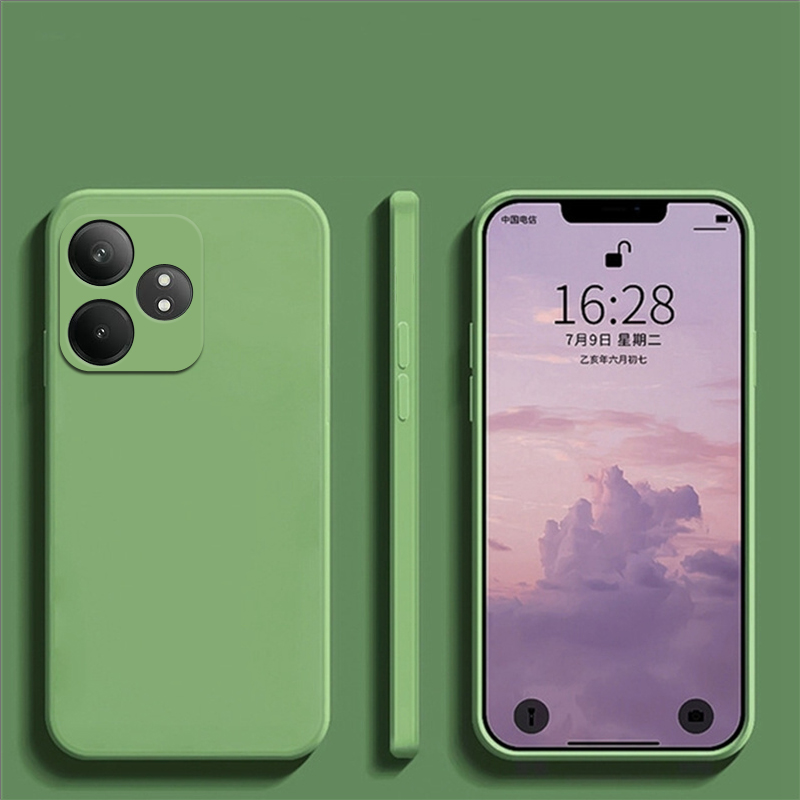 Pour Realme GT 6 étui Realme GT 6 couverture liquide Silicone plaine TPU Anti-chute téléphone protecteur couverture Realme GT 6 T étui: ABS / Lac bleu