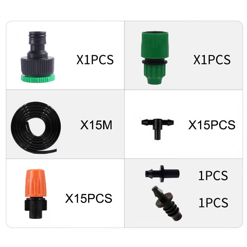 Micro kit de rega da planta do gotejamento diy sistema de resfriamento pulverizador da névoa da irrigação do jardim com bocais ajustáveis kit de resfriamento do pulverizador: C-15m suit