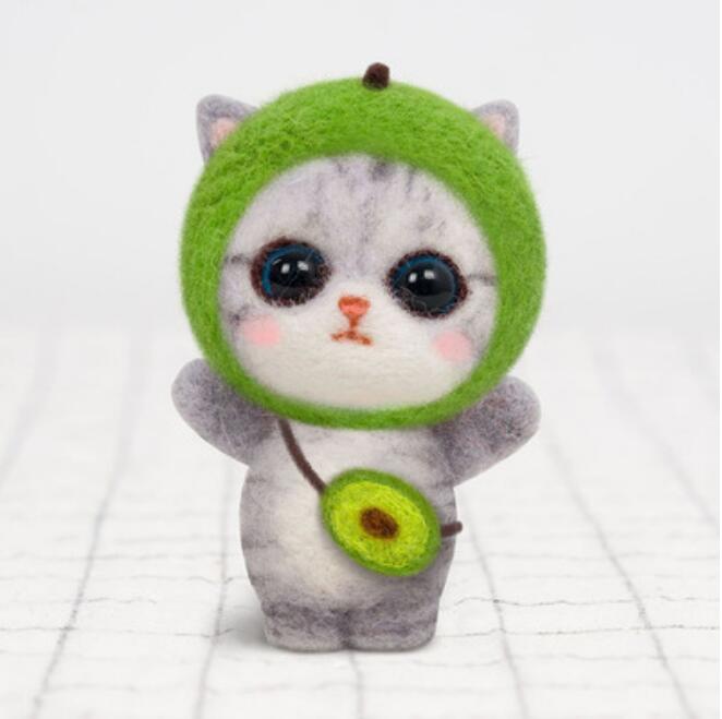 PUSSYCAT. wool needlepoint kit wool felt needle felting decoration craft needlecraft DIY ha