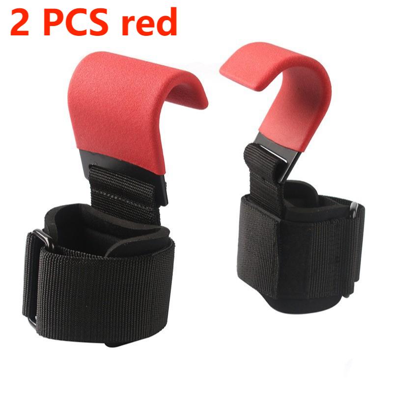 Weightlifting Hooks Grips Gym Fitness Heavy Duty Wrist Wraps Support Dumbbell Power Workout Weight Lifting Hook Glove W/ Coating: 2 pcs red