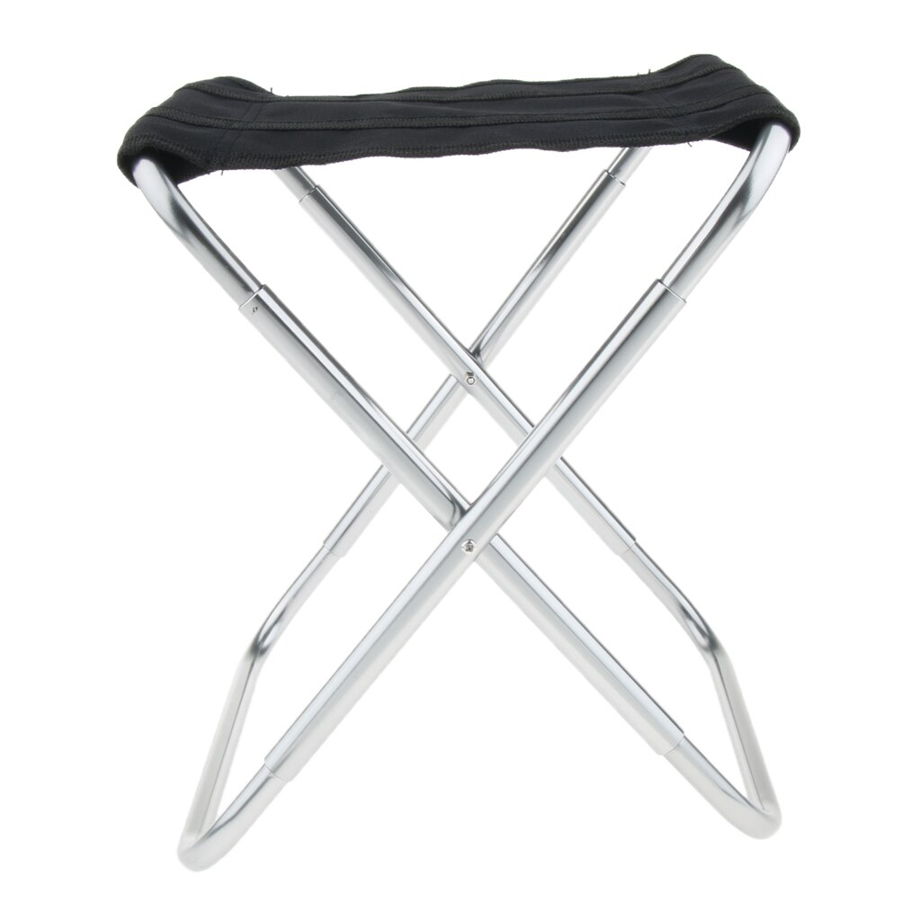 Bærbar legering folde stol ultralet udendørs camping skammel sæde til udendørs fiskeri camping vandreture: Sølv