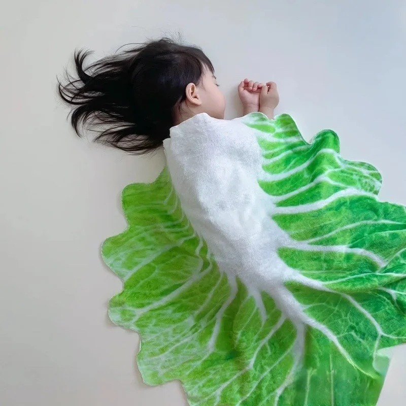 Manta con estampado de lechuga y repollo, manta cálida y suave de felpa para sofá, patrón de verduras, manta polar de franela para niños para camas