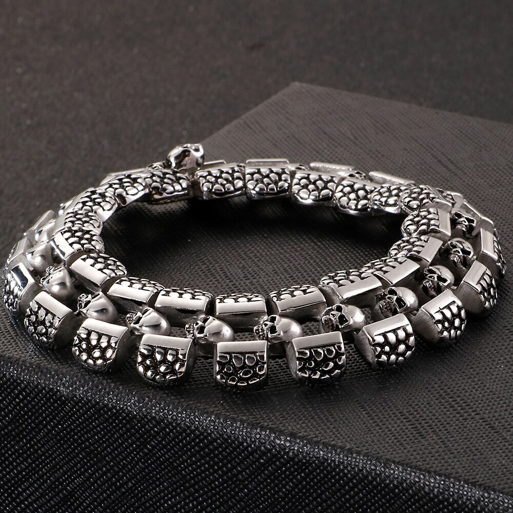 Hiphop Schedel Armband Voor Mannen Rvs Cool Chain Heren Armbanden Accessoires Gothic Biker Sieraden Mannelijke