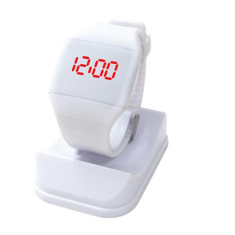 Reloj electrónico con pantalla táctil para niños, reloj de pulsera deportivo resistente al agua con pantalla táctil de gatito, jalea, hello LED, digital, para niños y niñas: Blanco