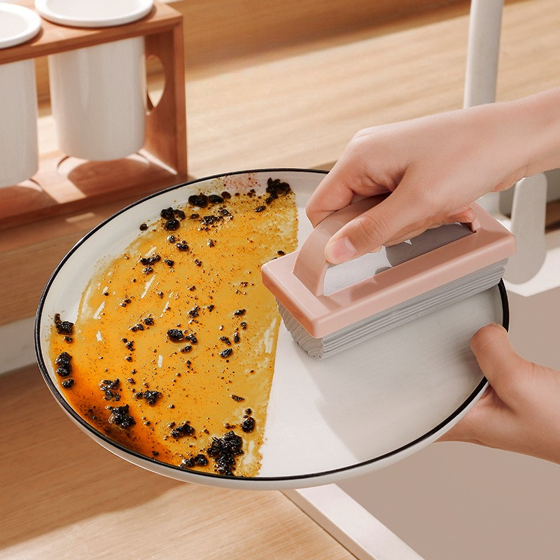 ​​Ergonomic Handheld Sponge Scrubber with Handle -Multi-Surface Bathroom & Kitchen Cleaner for Tiles, Dishes & Sinks​