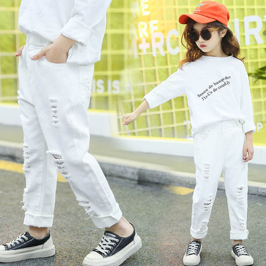 Jean pour filles trou enfants déchiré jean pour filles printemps automne jean enfants Style décontracté enfants jean vêtements