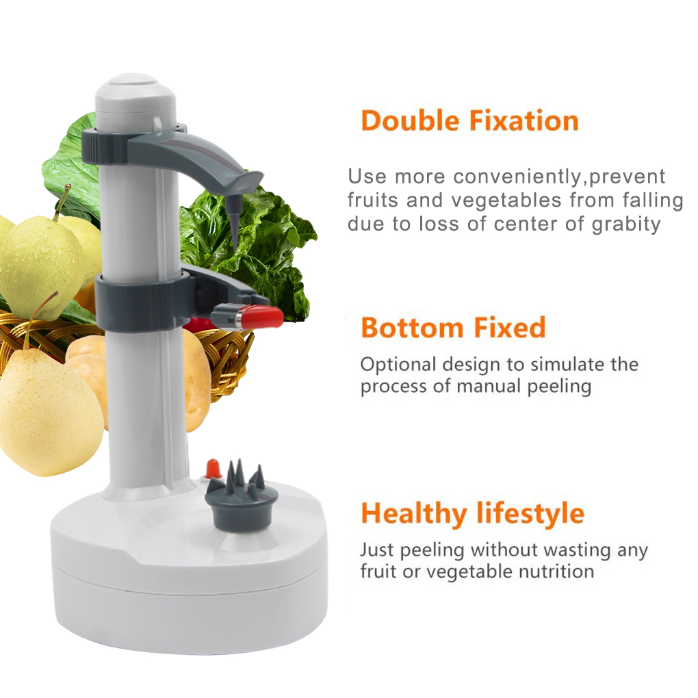 EU Plug Electric Potato Peeler Adjustable Countertop Lemon Peeling Machine Gadgets Vegetable Zester Slicer White