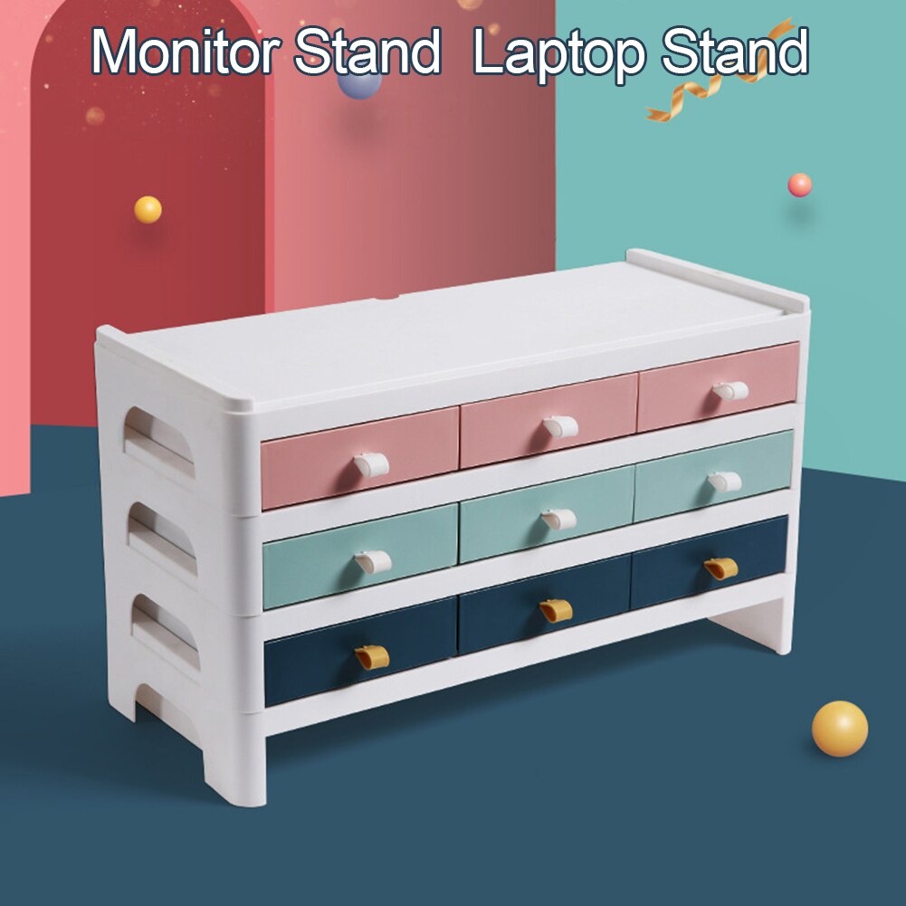 Drawer Holder Space Saving Desk Storage Box Organizer for LCD Monitor Desktop Computer