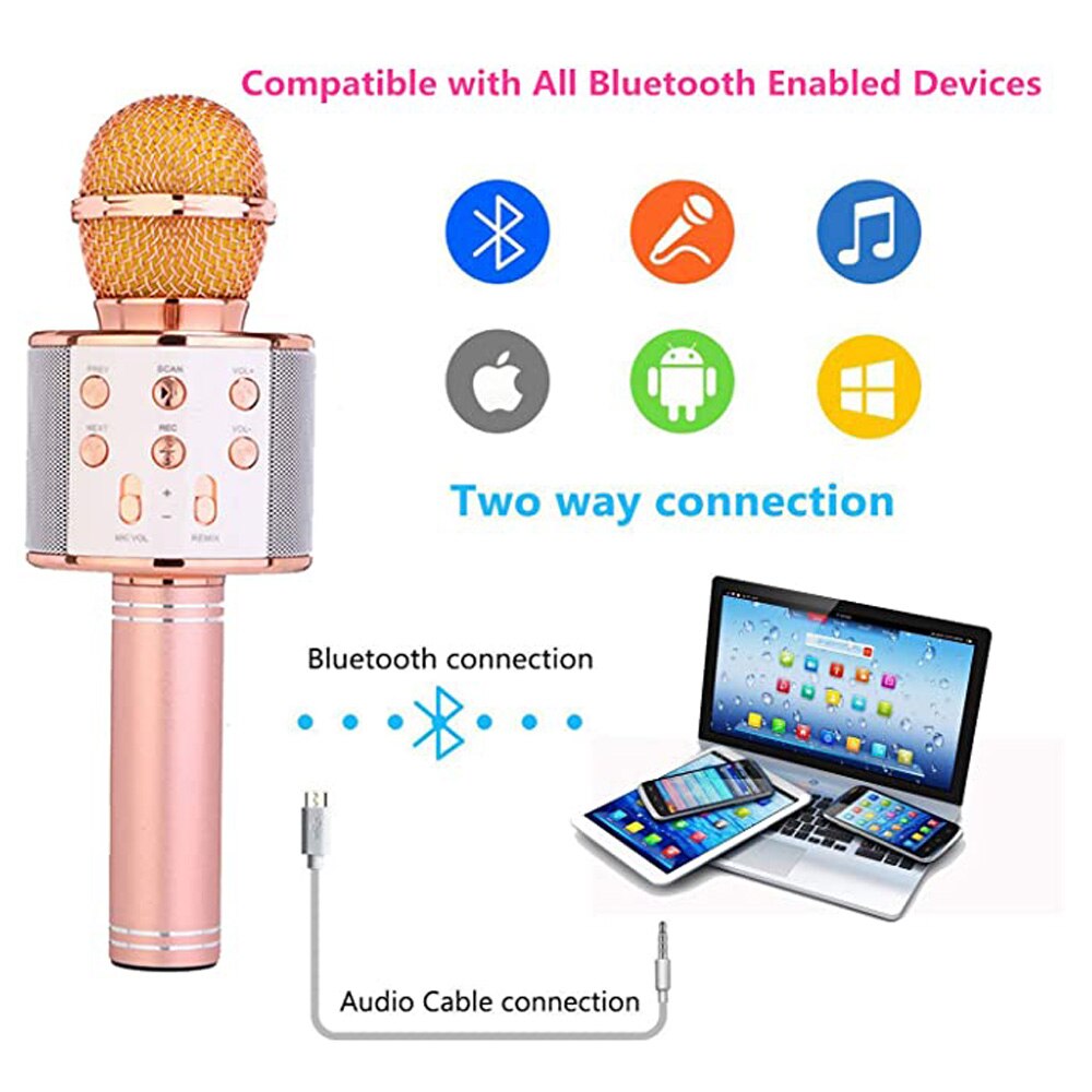 4 in 1 bluetooth microphone wireless condenser microphone karaoke mic magic sound mikrofon studio recording