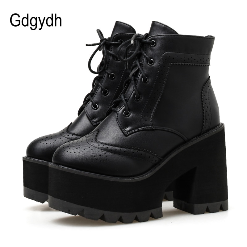 Gdgydh veterschoenen met plateauhak voor dames punklaarzen dameslaarzen met blokhak lente herfst