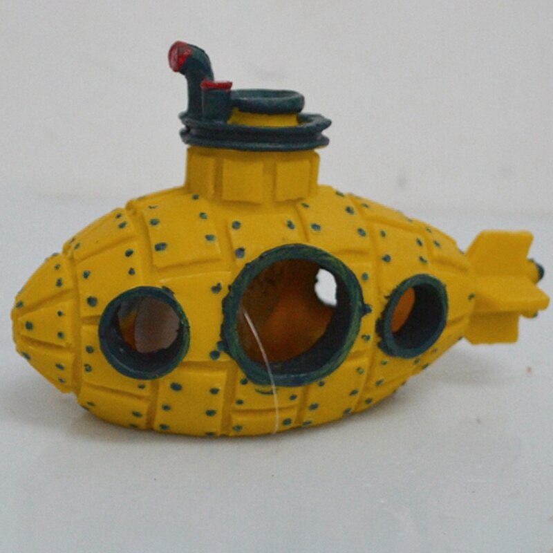 Aquarium vis tank decoratieve bubbelmachine gele ruimteschip decoraties