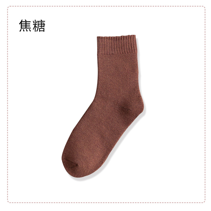 1pair Winter Thick Warm Wool terry towel Women Sock Vintage Christmas soild Socks Colorful Socks Loop socks Cotton socks: A-10