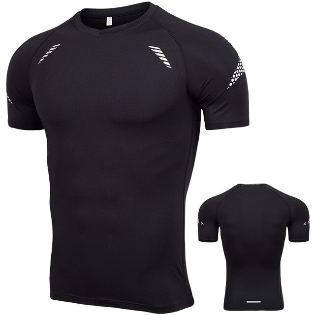 Mens Running Tight Short Sleeve T-shirt Compression Quick Dry Shirts Male Gym Fitness Bodybuilding Jogging Tees Tops: Asian size XXL