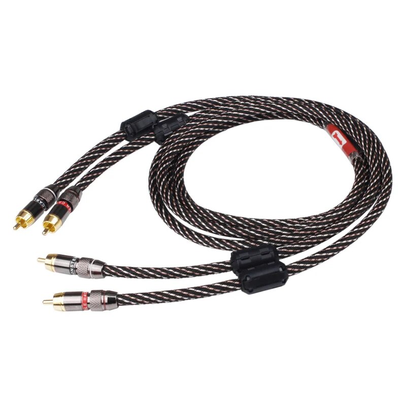 Tan QY 2RCA a 2RCA Cavo 30Ft, Placcato Oro 2 RCA Maschio a 2 RCA