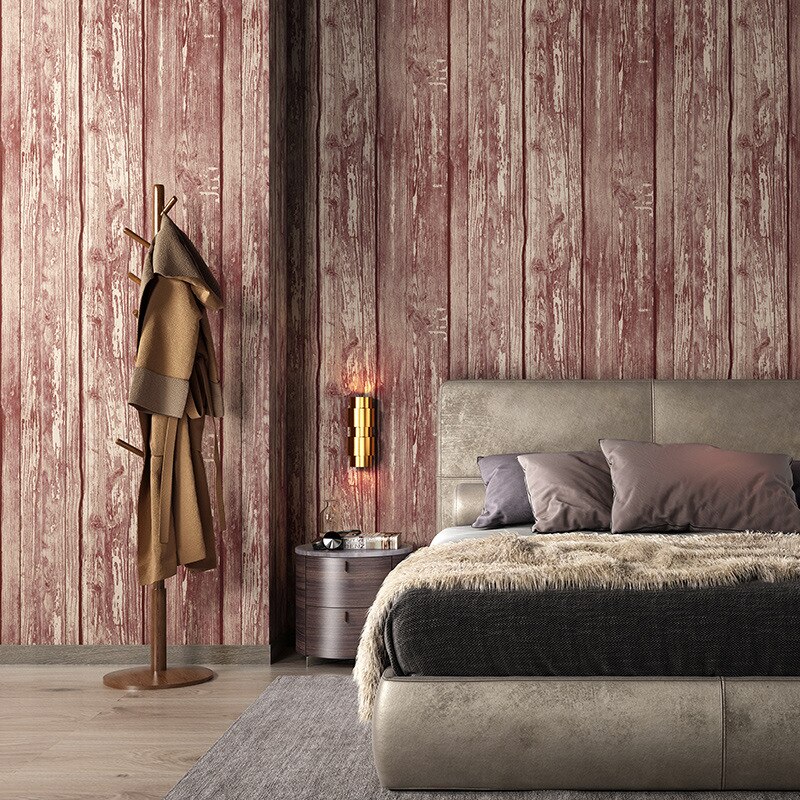 Retro-nostalgic 3D gray antique wood grain wallpaper industrial style restaurant living room clothing store Nordic style: 0.53x10m3