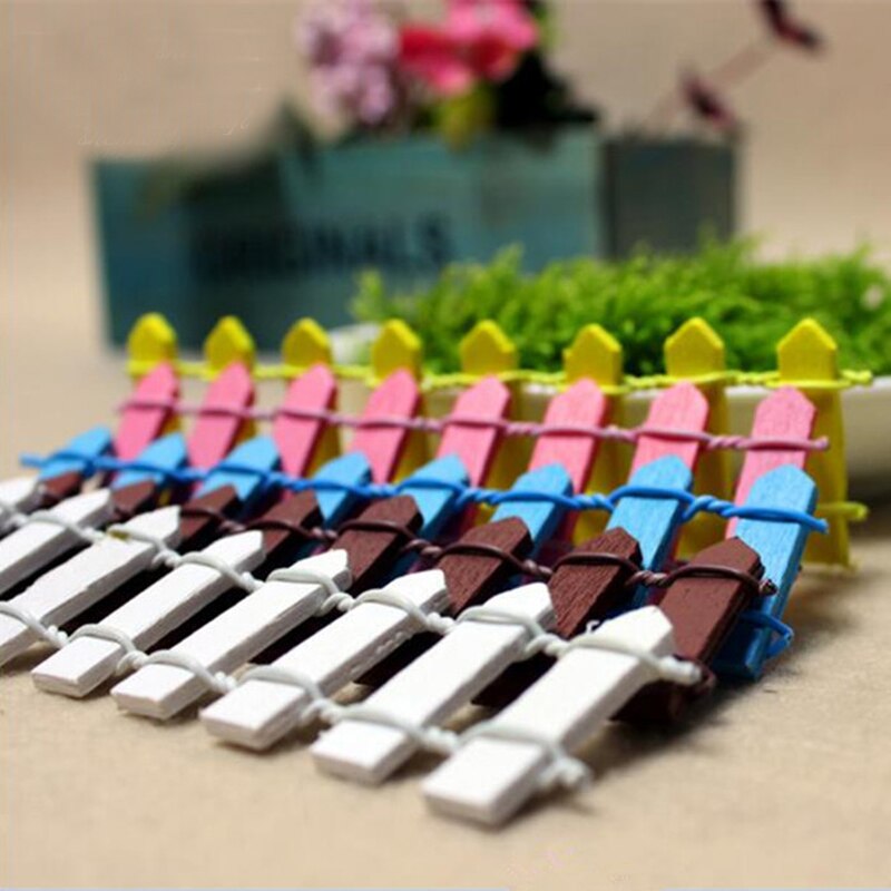 5 st trädgårdsskötsel mini staket miniatyr liten trä stängsel diy älva trädgård mikro dockhus grindar dekor ornament 5 färger 10*3cm