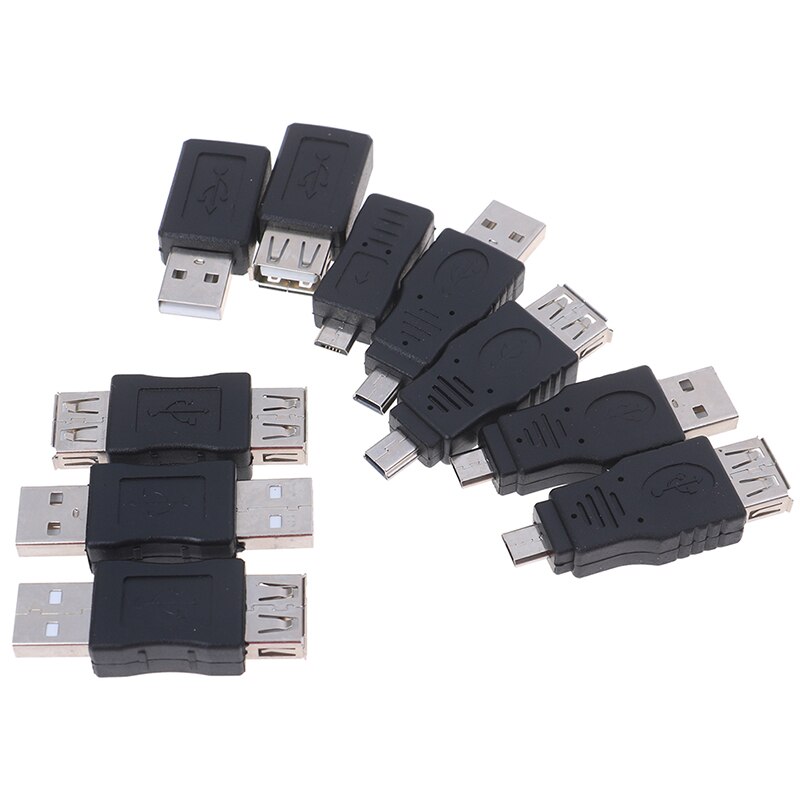 10pcs/set USB Adapter Gadgets OTG USB Male To Female Micro USB Mini Changer Adapter Converter