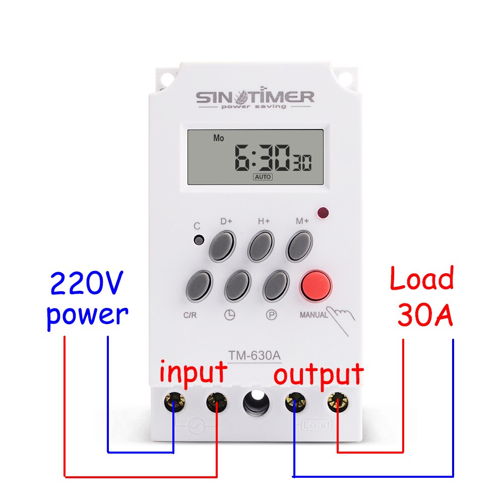 SINOTIMER 30A 220V AC 12V Volt DC Din Rail Digital TIMER SWITCH Electronic 7 Days Schedule Programmable Time Relay Clock Control