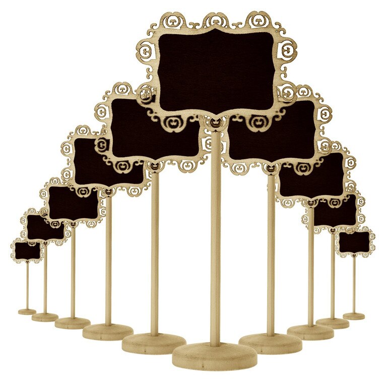 5 Stks/partij Creatieve Uitgeholde Kant Toont Stand Met Ronde Seat Schoolbord Stand Bruiloft Decoratie Prachtige Artikelen