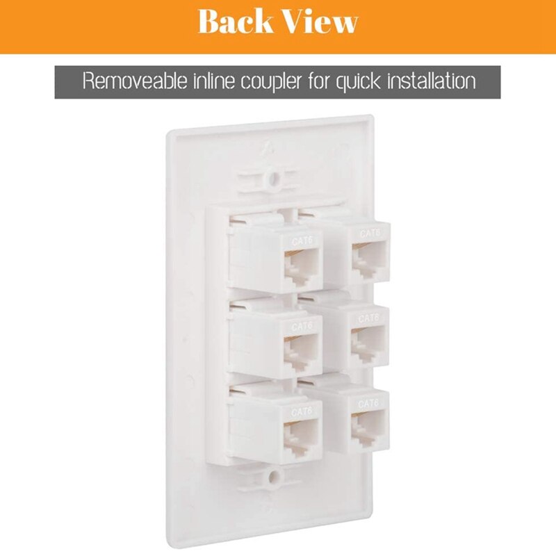 Kot6 płyta ścienna 6 portów z 1 banda niskiego napięcia uchwyt montażowy robić Kot5E, Kot6, Kot6A, Kot7 kable sieciowe, biały