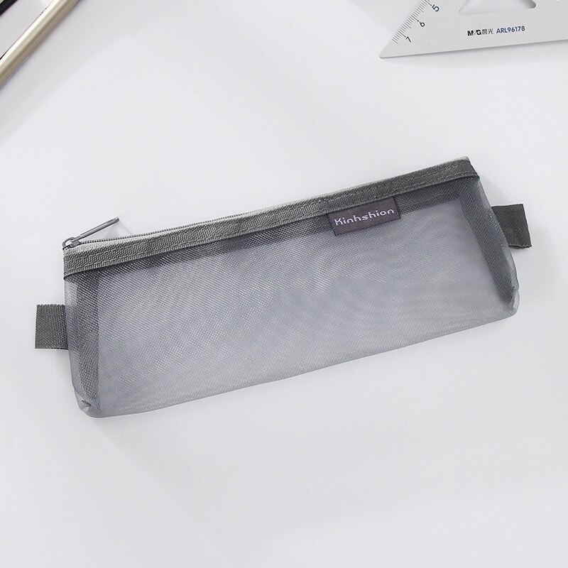 1pcs Transparent Grid Zipper Pen Bag Pencil Case Storage Bags for Girls School Stationery Supplies kids Student