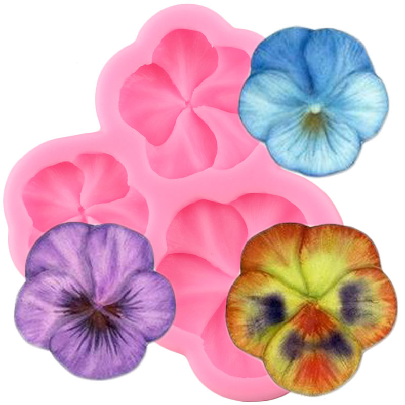 Pansy Flower Border Silicone Molds DIY Wedding Cupcake Topper Fondant Cake Decorating Tools Candy Clay Chocolate Gumpaste Moulds