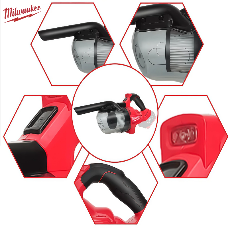 Milwaukee Cordless Vacuum Battery Handheld Vacuum Cleaner with 2Pcs Washable HEPA Filter for Home Pet Hair Car For 18V Battery