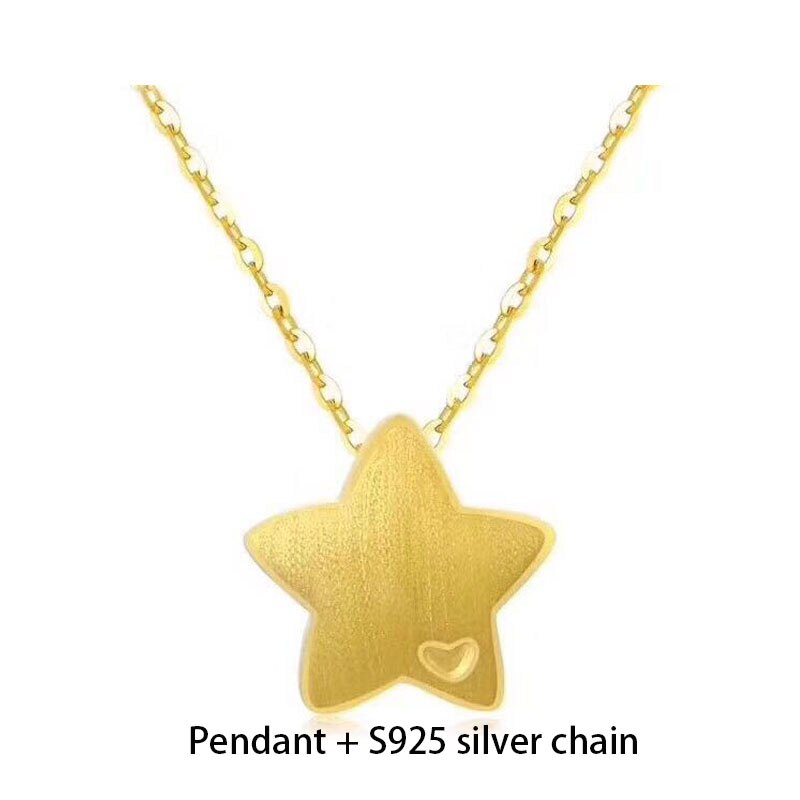 CHUHAN – collier avec pendentif étoile en or pur 999, chaîne clavicule en or dur 3D Au750, bijoux fins pour femmes,: Pendant 925 Necklace