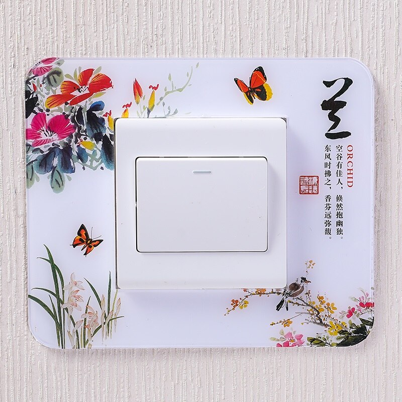 Traditional chinese style Acrylic Socket switch sticker Wall stickers Home decor Living room decoration Light switch cover plate