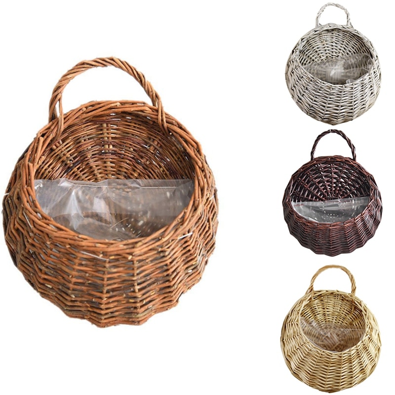 Handmade Rattan Hanging Basket Natural Wicker Hanging Storage Basket for Home Garden Wedding Wall Decoration