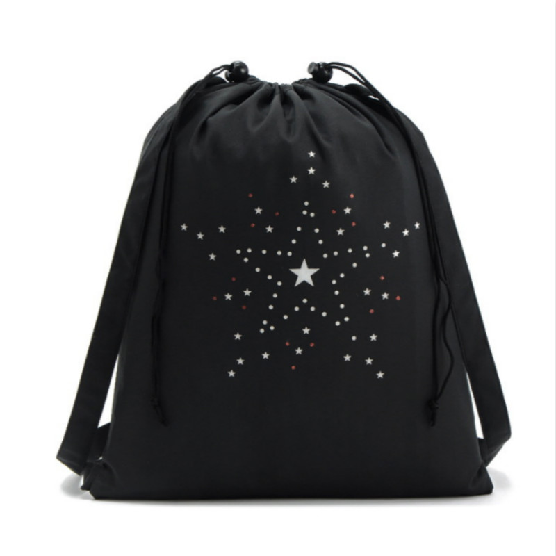 Drawstring Bags Travel Sports Shoe Dance Bag Unisex Travel Storage Backpack Black Printed Bag
