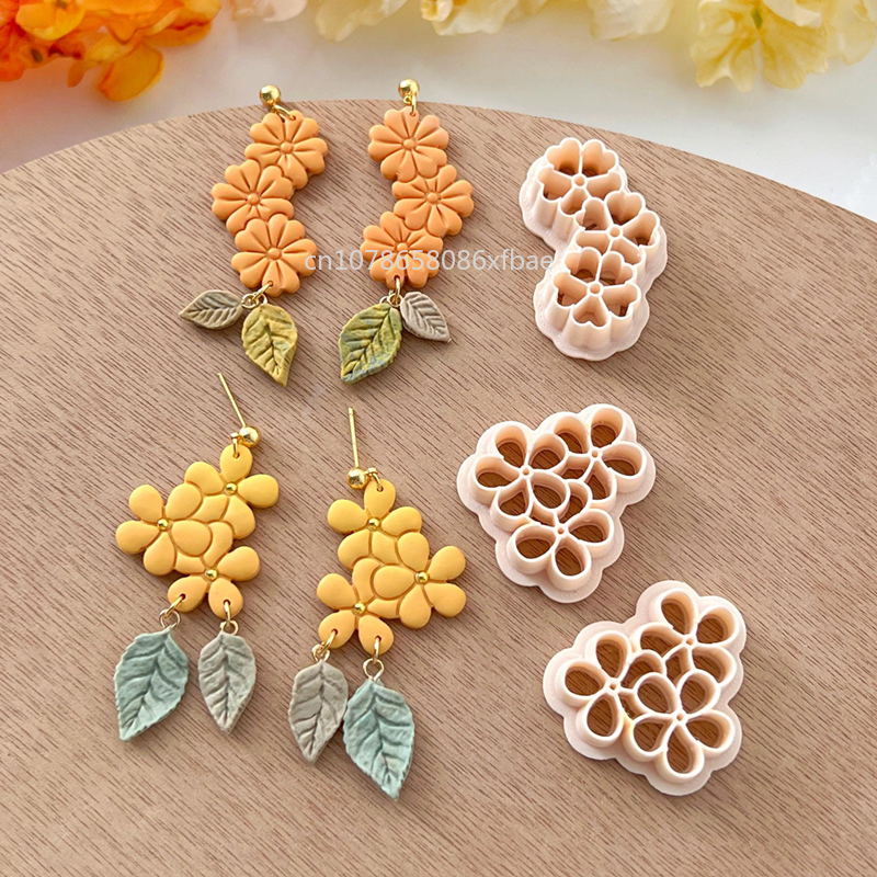 Nuevos cortadores de arcilla polimérica con forma de flor de primavera, arcilla colgante con forma Floral, pendientes DIY, joyería, fabricación de colgantes, herramientas de arcilla de cerámica