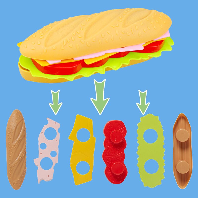 Juguetes de comida de imitación para niños, casa de juego para bebés, hamburguesa, perro , patatas fritas, juego de cocina de juguete, juguetes educativos de comida rápida