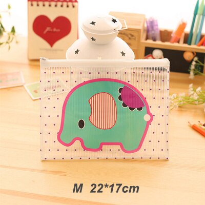 Cartoon Elephant PVC file bag pencil case file folder documents filling bag office school suppllies stationery bag: M
