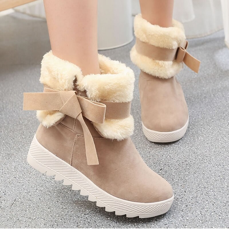 Kvinnor stövlar kvinnliga vinterskor kvinna päls varma snöstövlar kvinnor casual ankelboots julstövlar