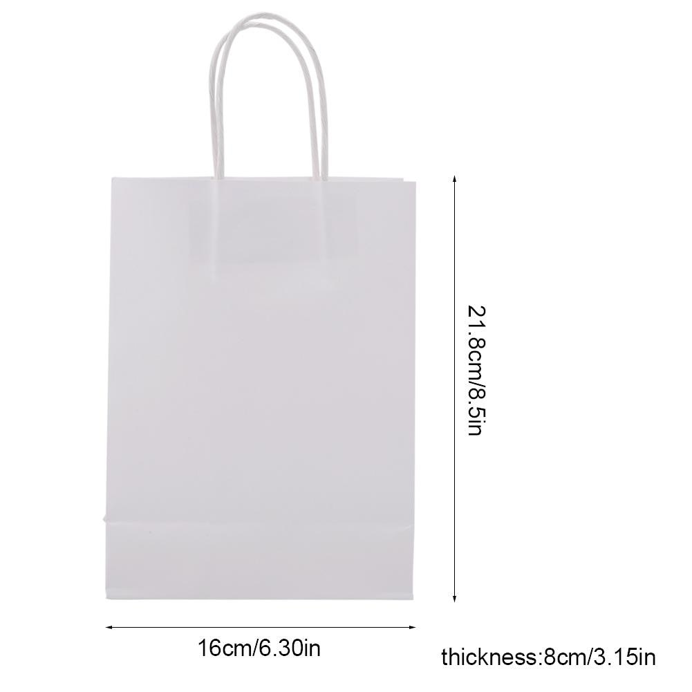 25 Stks/pak Bag Kraft Verpakking Handvat Papier Opbergtas Voor Bruiloft Snoep Gunst Tas Met Handvat Verpakking Bag kerst: WHITE