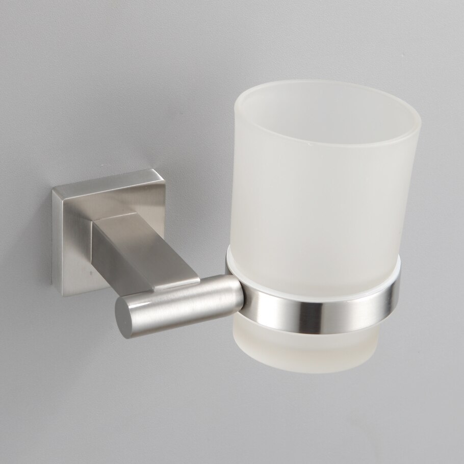 Porte-gobelet mural fixe pour brosse à dents et gobelet en verre, accessoire de salle de bain