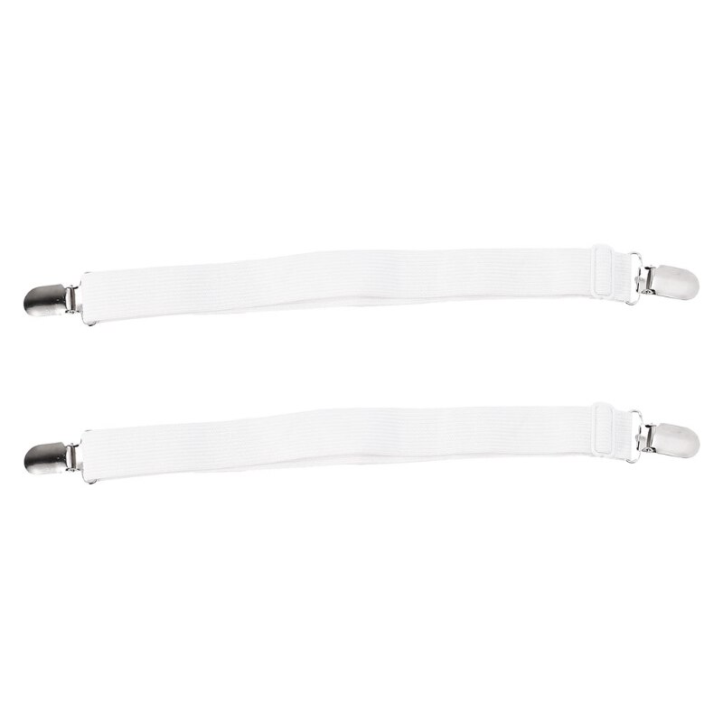 2Pcs Sheet Grippers Straps Fasteners Hold Grips Elastic Clips Gripper Bedspread: White
