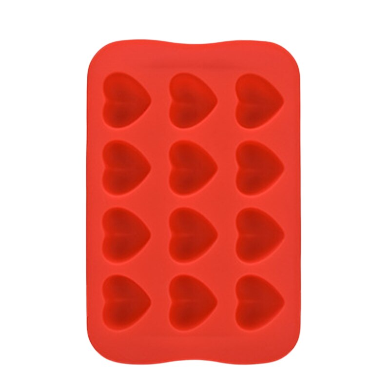 Ice Cube Tray Food Grade Silicone Mold Chocolate Mould 12 Grids Soft Ice Maker Jelly Pudding Mould Ice Cube Maker: Red-B