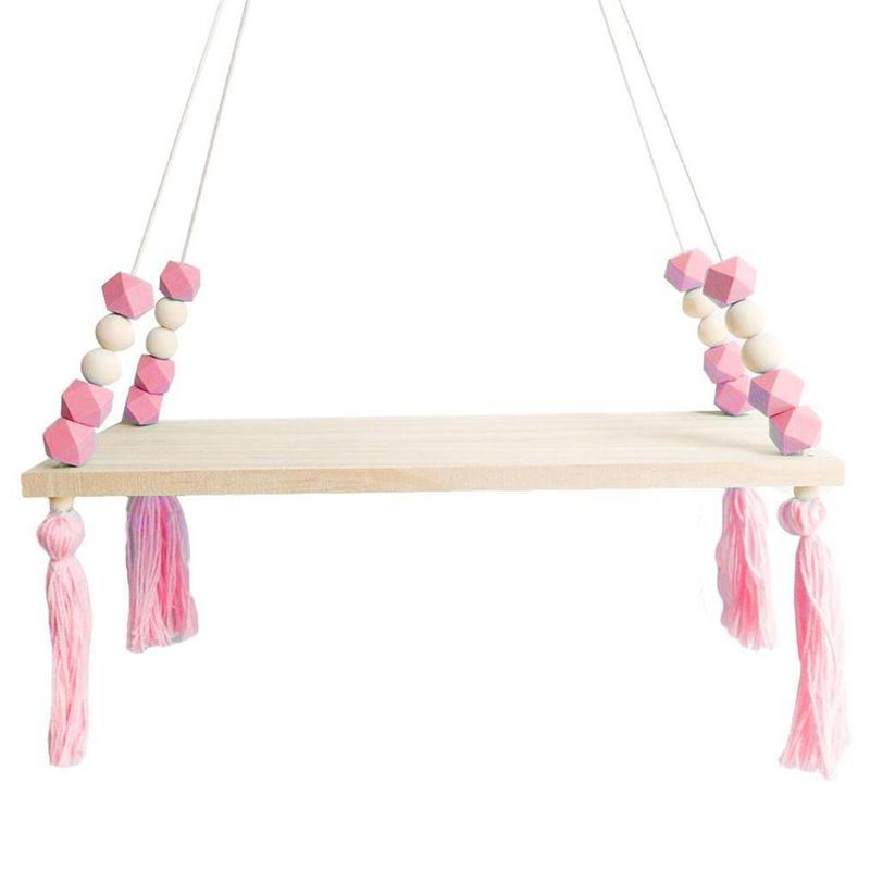 Nordic Stijl Opslag Display Plank Houten Plank Muur Opknoping Ornamenten Kwastje Kralen Hanger Voor Kinderkamer Decoratie Foto Props