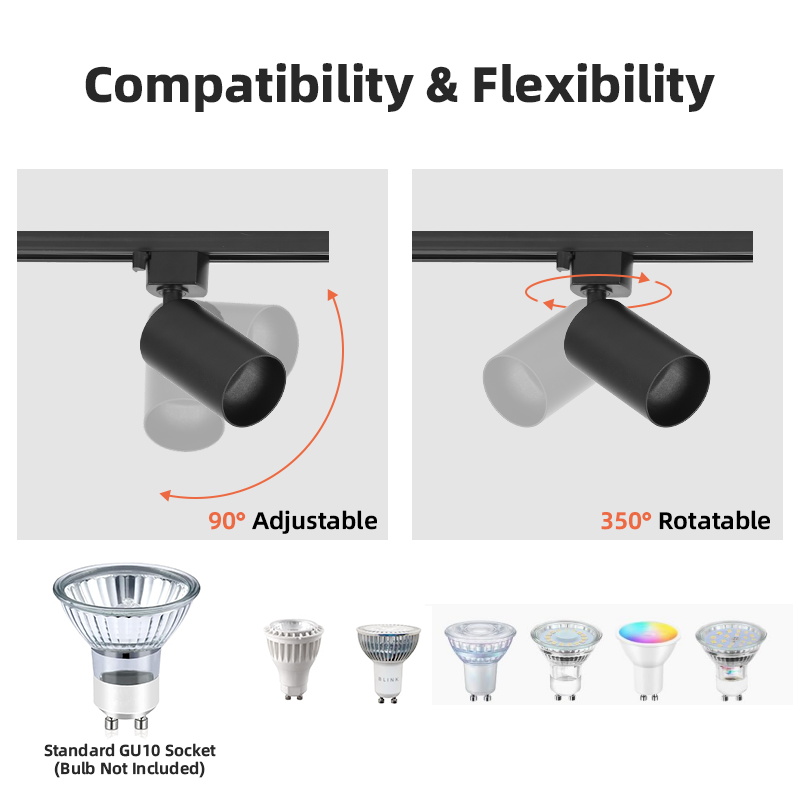 Juego completo de luces Led para riel de techo, foco de fuente de luz GU10 reemplazable para sala de estar y dormitorio, lámpara Led para riel
