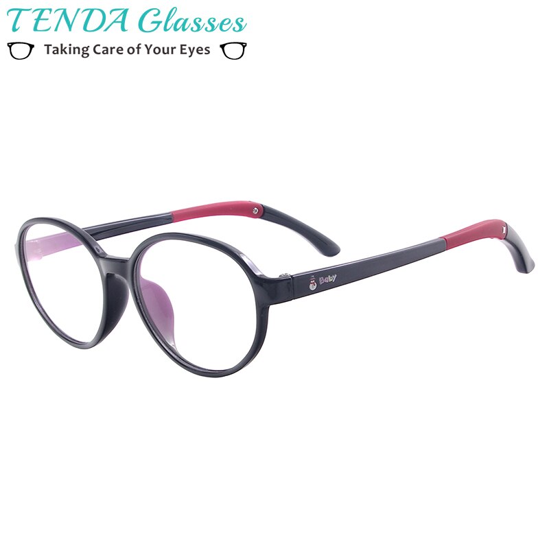 Niños de plástico ligero Niño niña redondo transparente gafas niños gafas graduadas con montura con soporte antideslizante
