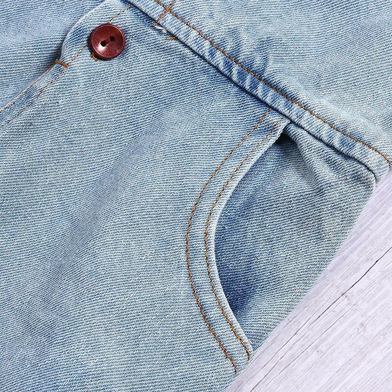 Tyttöjen vaatteet housut denim hihaton sininen puuvilla pestyt farkut taapero lasten haalarit 1-5 vuodeksi